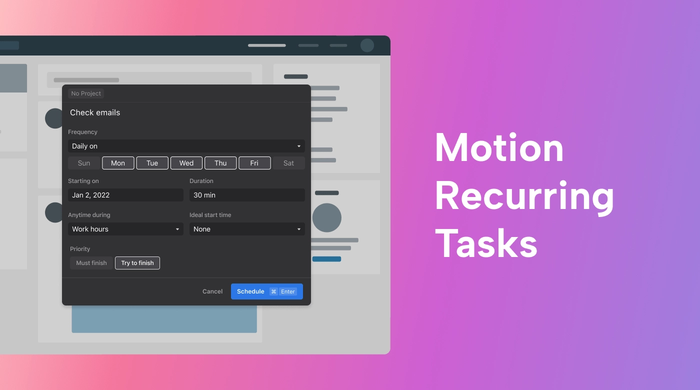 Motion recurring tasks feature