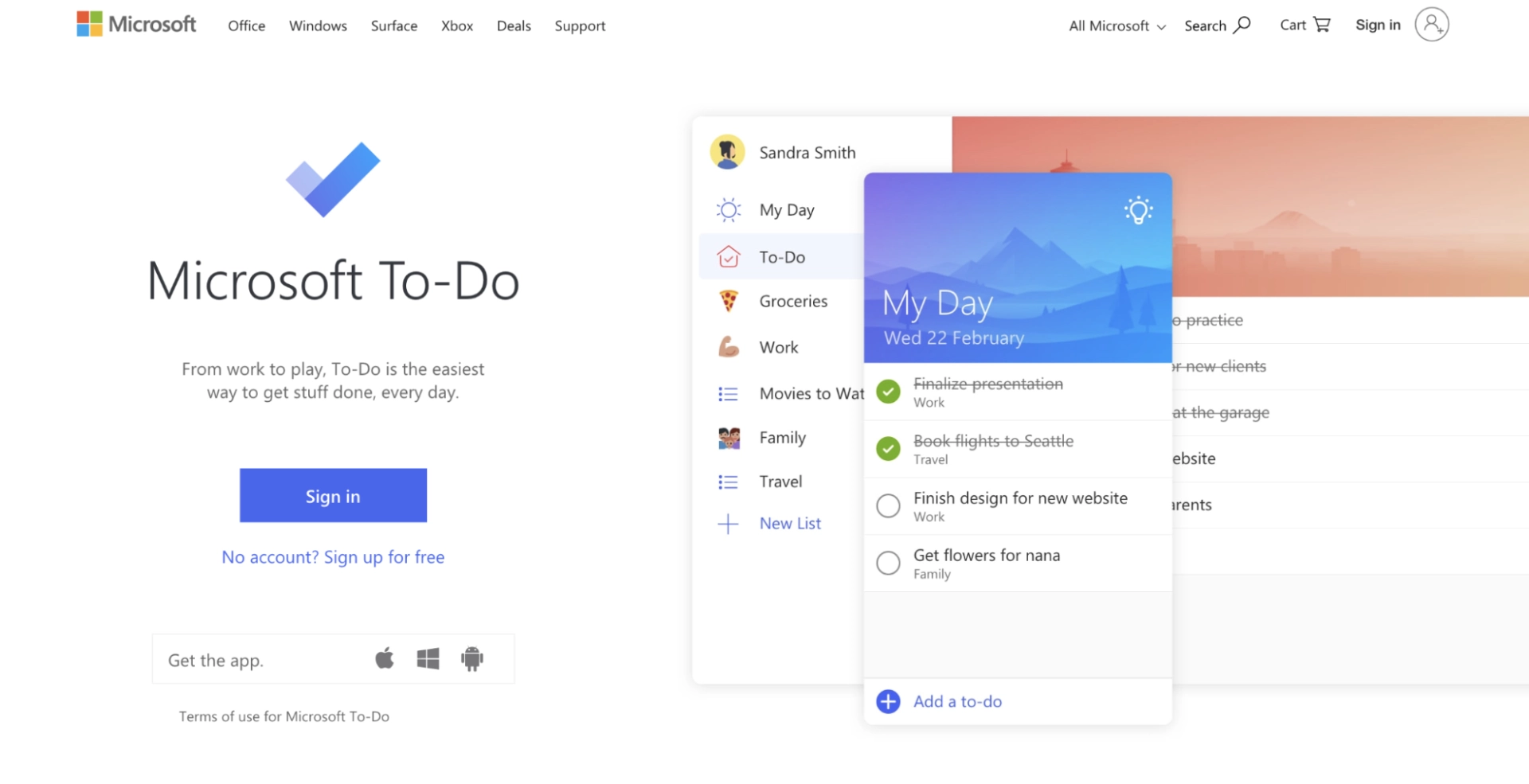 A login in screen with screenshots from inside the app