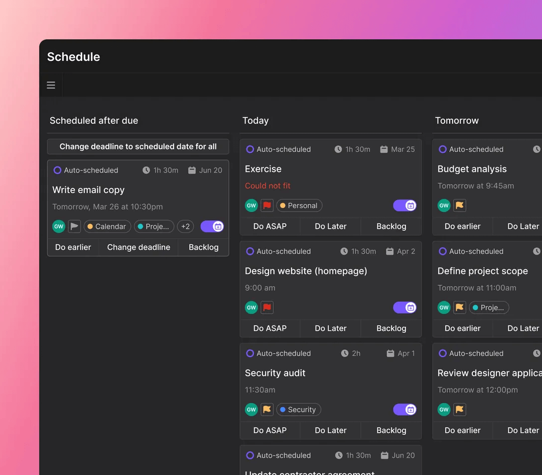 Organized daily task list