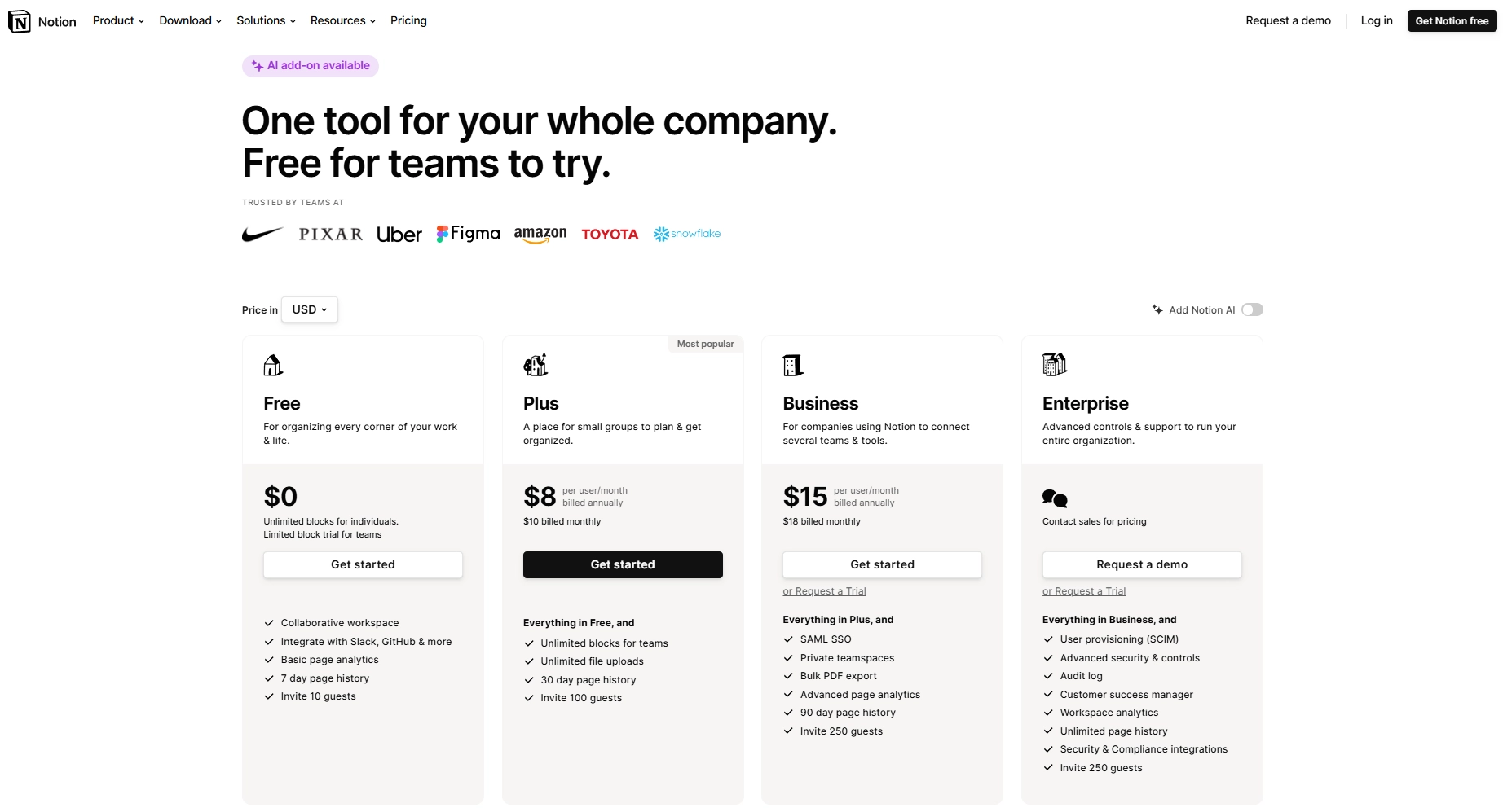 Screenshot of Notion
