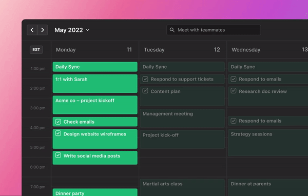 Tasks ordered on a Motion calendar