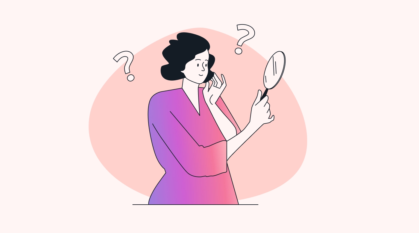 Person looking at self mirror