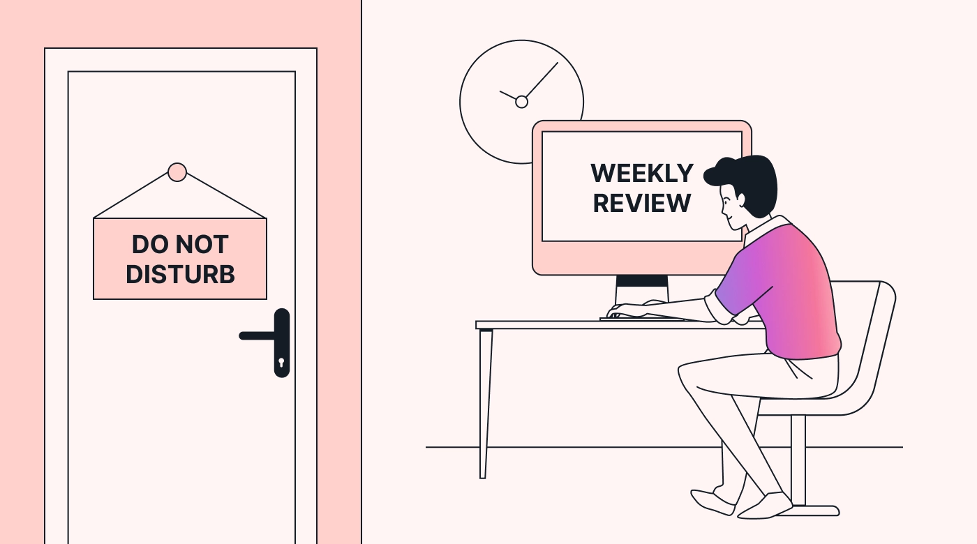 Person at desk do not disturb sign