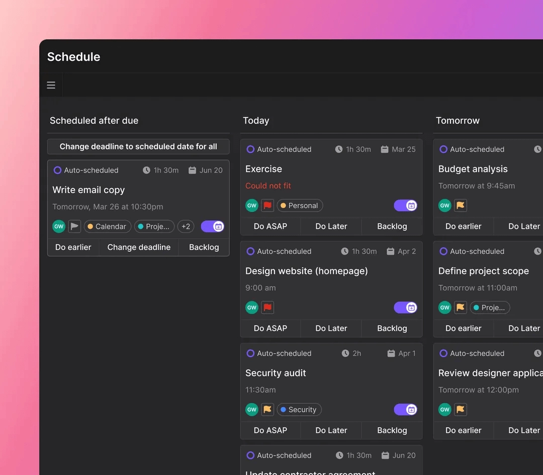Plan and optimize daily schedule