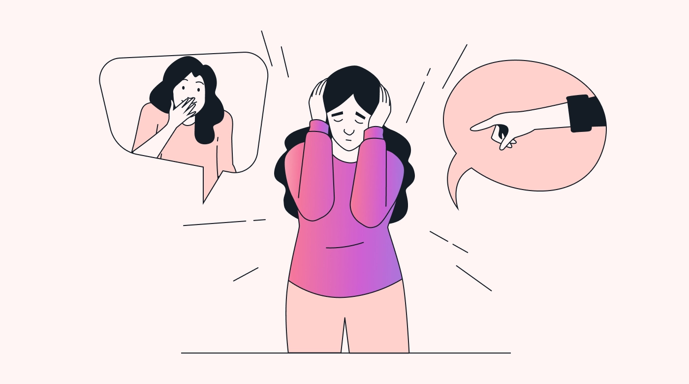 Person tormented by self-doubt