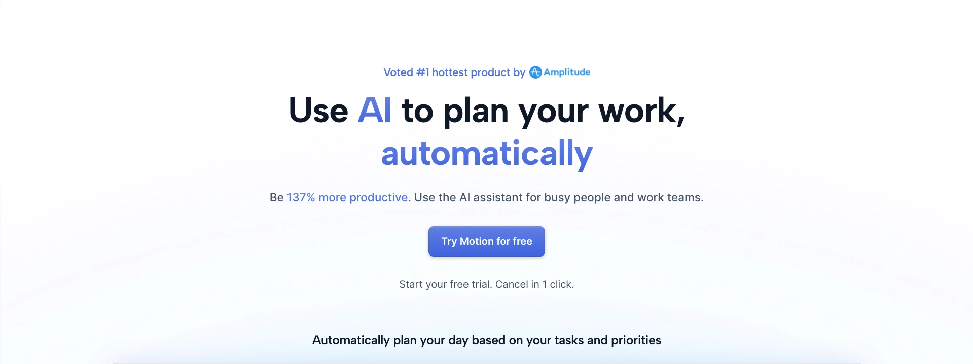 Screenshot of Motion homepage