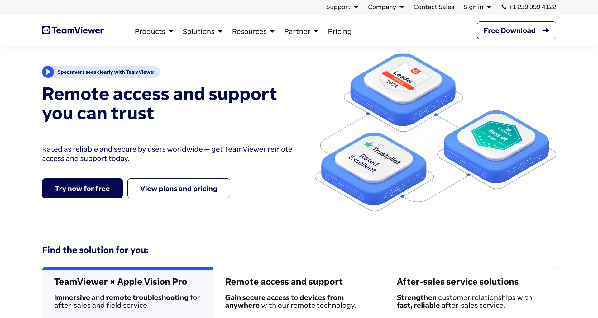 Screenshot of TeamViewer homepage