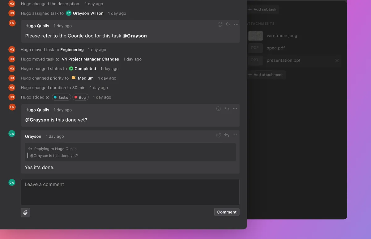 Real-time feedback and comments