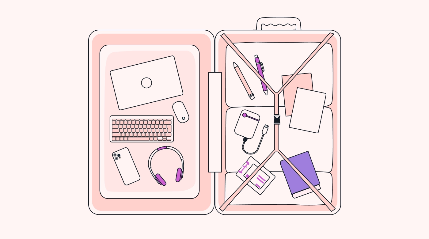A suitcase with work items