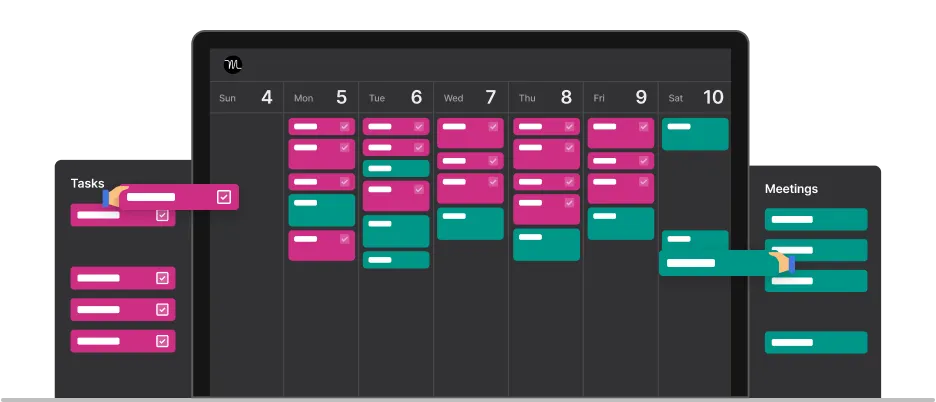 Screenshot of a sample work schedule using Motion